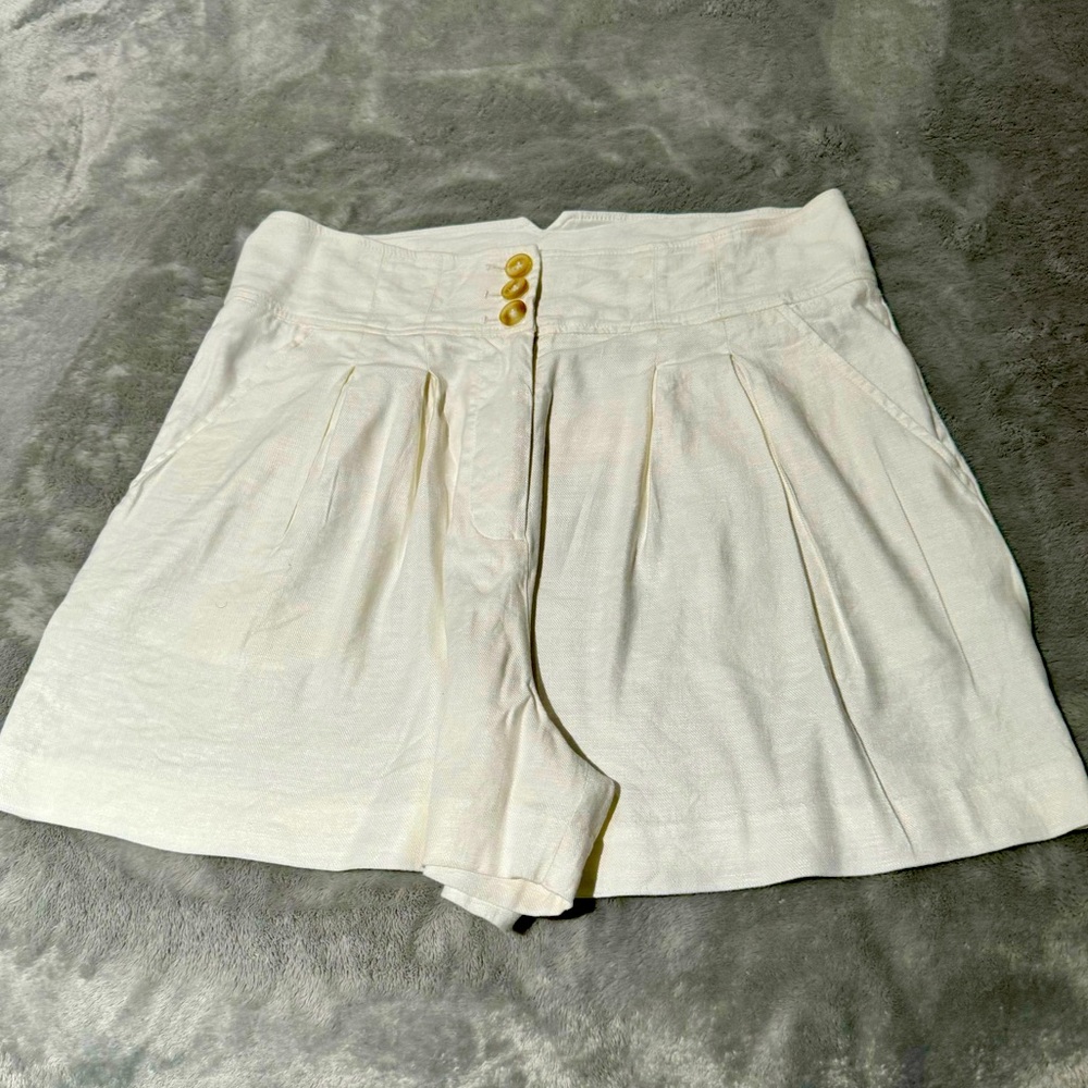 ELIE TAHARI linen blend high waist short